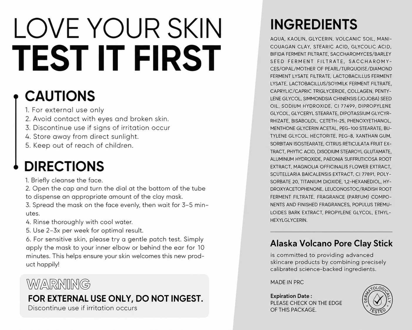Alaska Volcano Pore Clay Stick Mask | Blackhead Remover & Gentle Exfoliator
