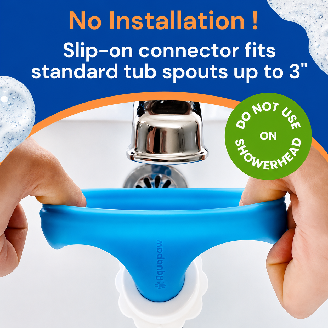 Slip-On Shower Hose – No-Install Sprayer Attachment for Hair, Pets & Baby Bath